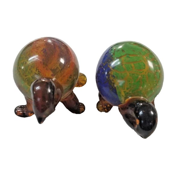 2 Glass Turtle Figurines - Multicolor - 5x3" - Picture 2 of 4